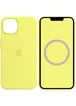Чехол Silicone case (AAA) full with Magsafe and Animation для Apple iPhone 13 (6.1") Желтый / Lemon Zest