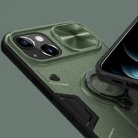 TPU+PC чехол Nillkin CamShield Armor no logo (шторка на камеру) для Apple iPhone 13 (6.1") Зеленый
