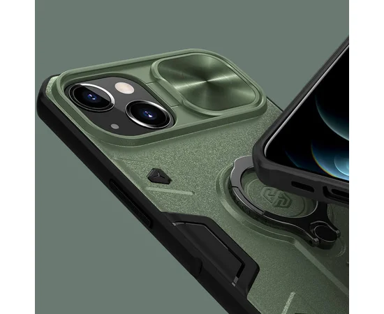 TPU+PC чехол Nillkin CamShield Armor no logo (шторка на камеру) для Apple iPhone 13 (6.1") Зеленый