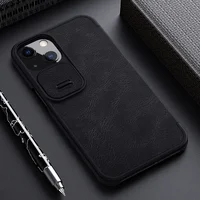 Кожаный чехол (книжка) Nillkin Qin Pro Camshield для Apple iPhone 13 (6.1") Черный