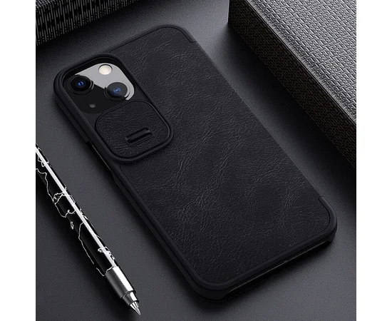Кожаный чехол (книжка) Nillkin Qin Pro Camshield для Apple iPhone 13 (6.1") Черный