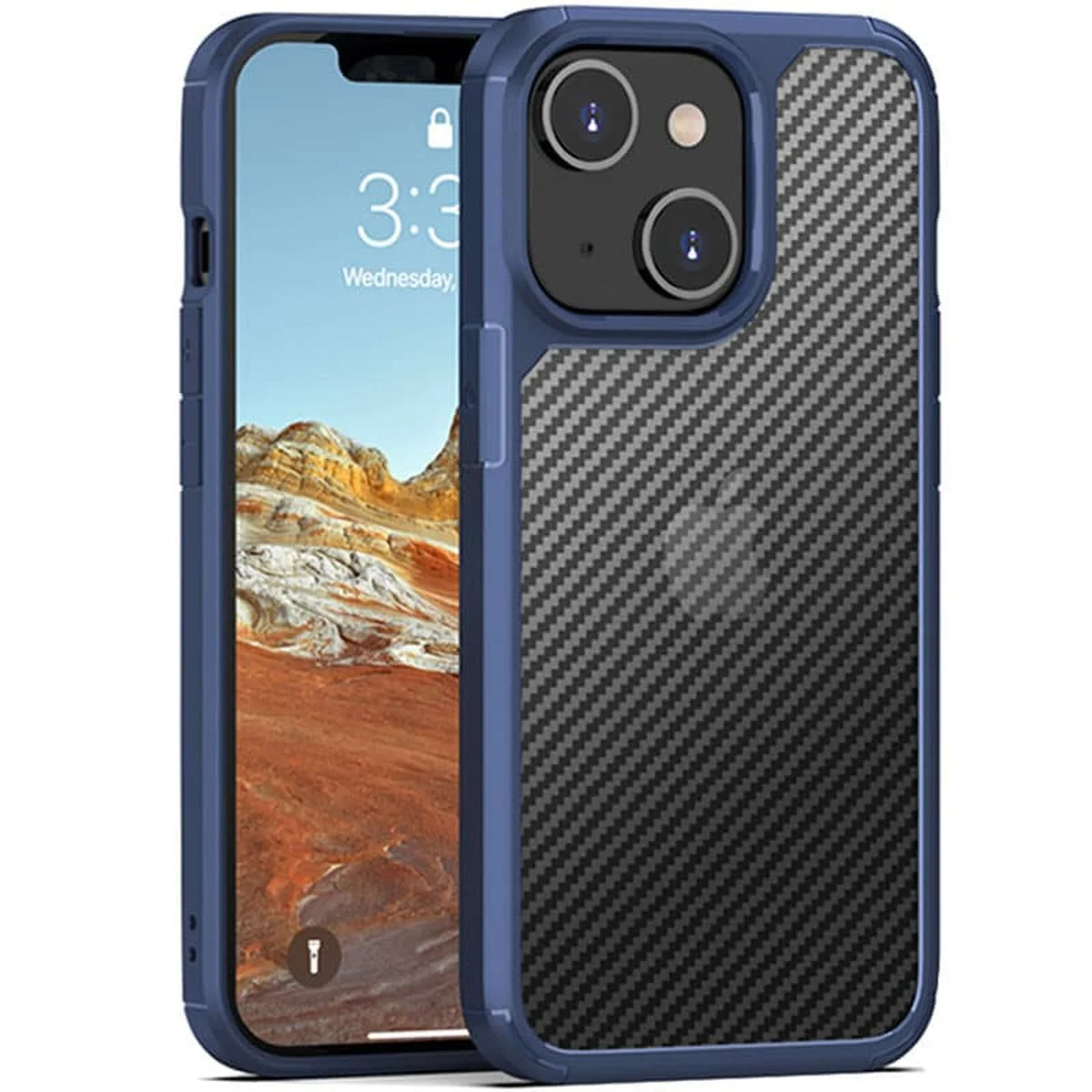 Чехол TPU+PC Matte Carbon для Apple iPhone 13 (6.1") Синий