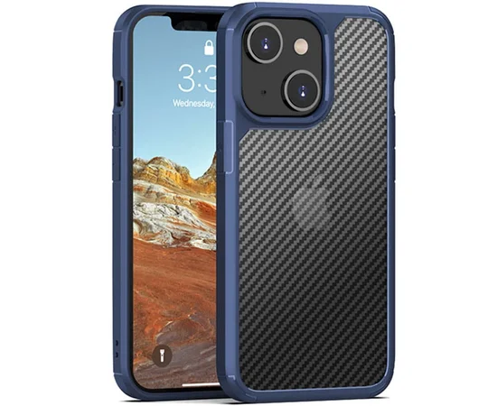 Чехол TPU+PC Matte Carbon для Apple iPhone 13 (6.1") Синий