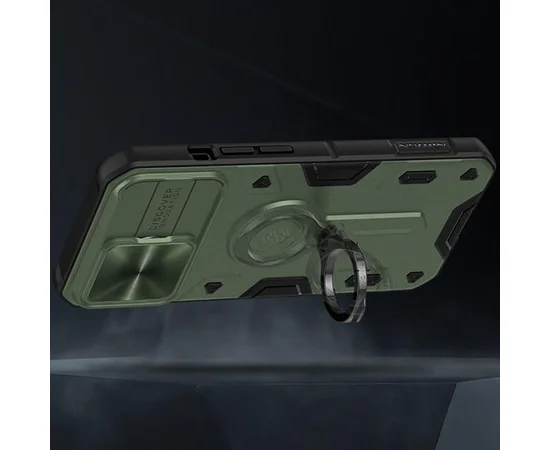 TPU+PC чехол Nillkin CamShield Armor no logo (шторка на камеру) для Apple iPhone 13 (6.1") Зеленый