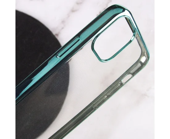 Прозрачный силиконовый чехол глянцевая окантовка Full Camera для Apple iPhone 13 (6.1") Зеленый