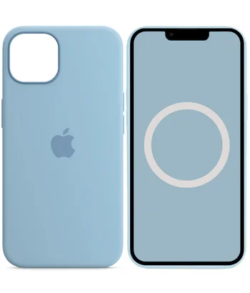 Чохол Silicone case (AAA) full with Magsafe and Animation для Apple iPhone 13 (6.1") Синій / Blue Fog