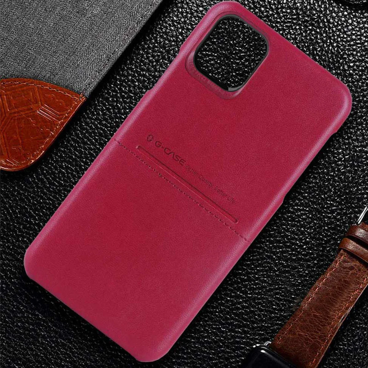 Шкіряна накладка G-Case Cardcool Series для Apple iPhone 13 (6.1") Червоний