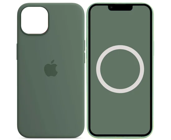 Чехол Silicone case (AAA) full with Magsafe and Animation для Apple iPhone 13 (6.1") Зеленый / Eucalyptus