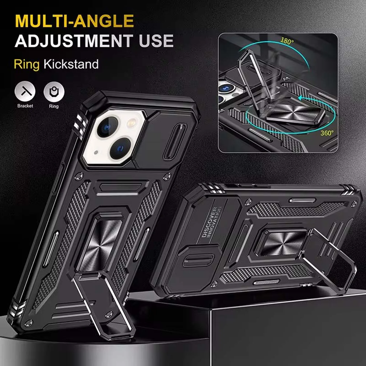 Ударопрочный чехол Camshield Army Ring для Apple iPhone 13 (6.1") Черный / Black