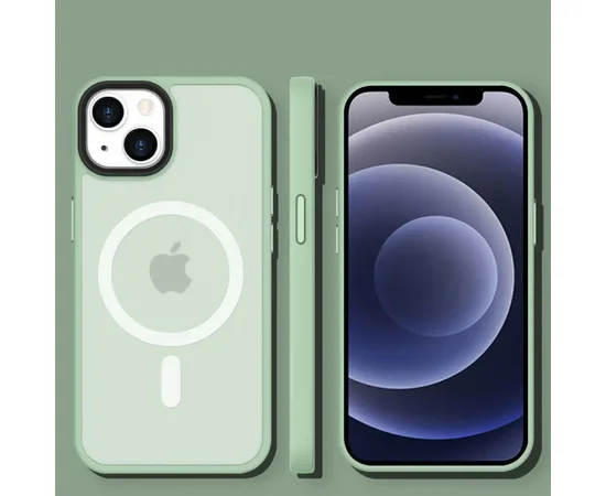 TPU+PC чехол Metal Buttons with MagSafe Colorful для Apple iPhone 13 (6.1") Мятный