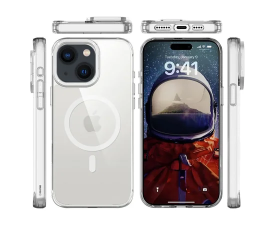 Чехол TPU Space Case Apex with MagSafe для Apple iPhone 13 / 14 / 15 (6.1") Silver