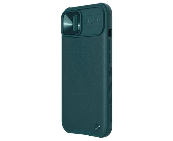 Кожаная накладка Nillkin Camshield Leather (шторка на камеру) для Apple iPhone 13 (6.1") Зеленый / Green