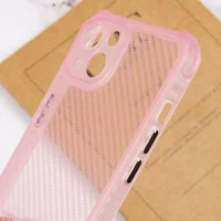 Чехол TPU Ease Carbon color series для Apple iPhone 13 (6.1") Розовый / Прозрачный