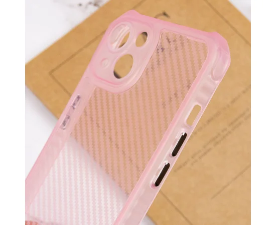 Чехол TPU Ease Carbon color series для Apple iPhone 13 (6.1") Розовый / Прозрачный