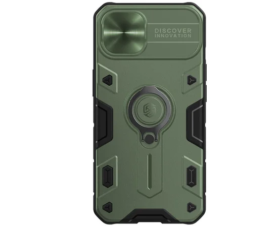 TPU+PC чехол Nillkin CamShield Armor no logo (шторка на камеру) для Apple iPhone 13 (6.1") Зеленый