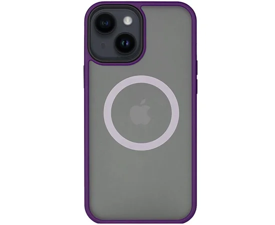 TPU+PC чехол Metal Buttons with MagSafe для Apple iPhone 13 (6.1") Темно-фиолетовый