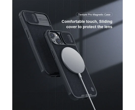 TPU+PC чехол Nillkin Textured Pro Magnetic для Apple iPhone 13 (6.1") Черный