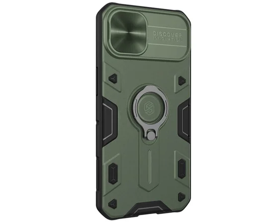 TPU+PC чехол Nillkin CamShield Armor no logo (шторка на камеру) для Apple iPhone 13 (6.1") Зеленый
