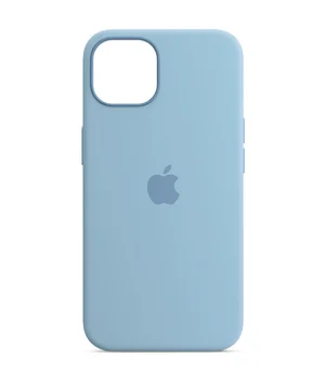 Чехол Silicone case (AAA) full with Magsafe and Animation для Apple iPhone 13 (6.1") Голубой / Blue Fog
