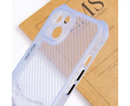 Чехол TPU Ease Carbon color series для Apple iPhone 13 (6.1") Синий / Прозрачный