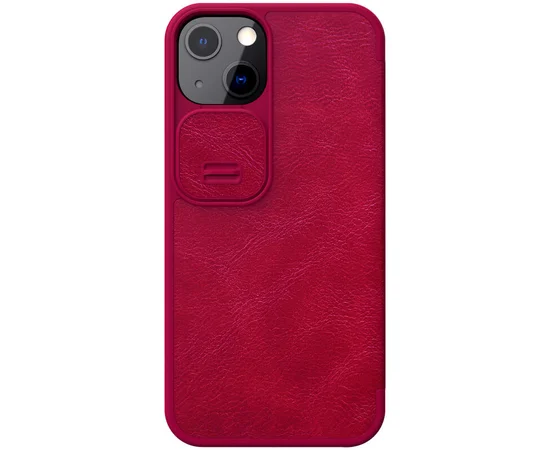 Кожаный чехол (книжка) Nillkin Qin Pro Camshield для Apple iPhone 13 (6.1") Красный