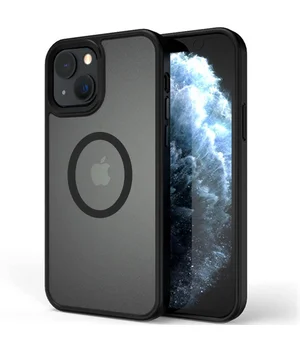 TPU+PC чехол Metal Buttons with MagSafe для Apple iPhone 13 (6.1") Черный