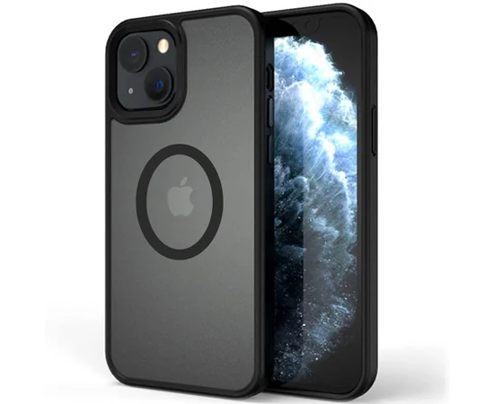 TPU+PC чехол Metal Buttons with MagSafe для Apple iPhone 13 (6.1") Черный