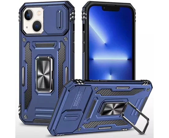 Ударопрочный чехол Camshield Army Ring для Apple iPhone 13 (6.1") Синий / Navy