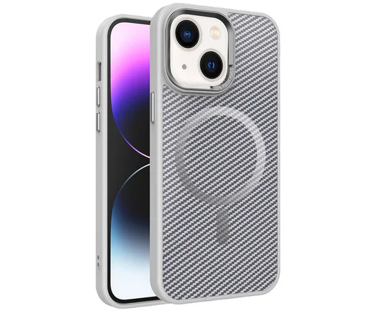 Чехол TPU+PC Carbon Mirage with MagSafe для Apple iPhone 13 / 14 (6.1") Grey