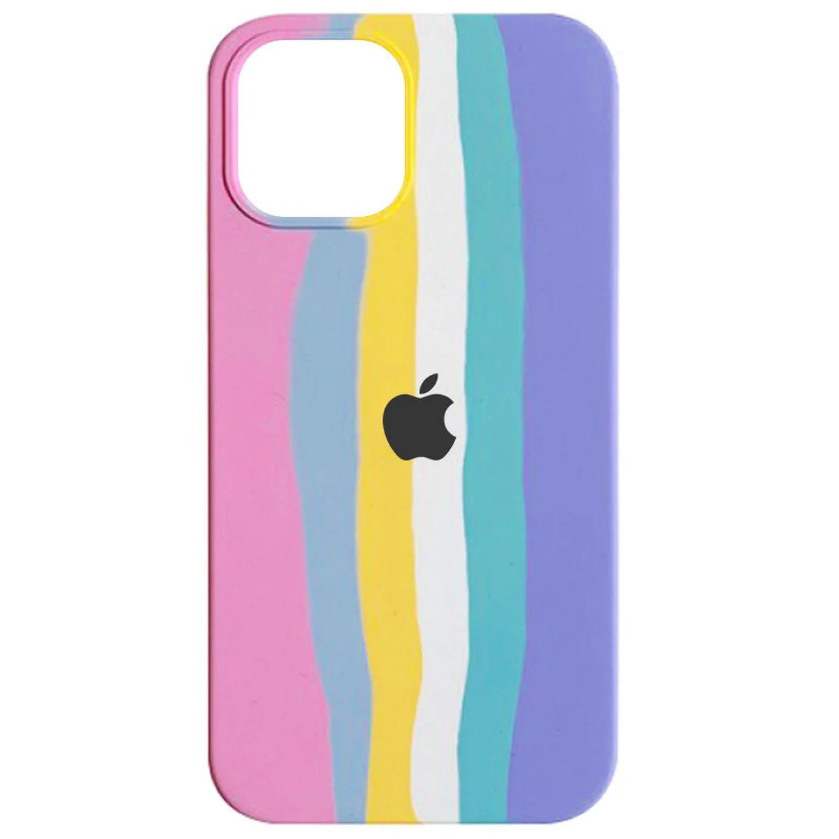 Чехол Silicone case Full Rainbow для Apple iPhone 13 (6.1") Розовый / Сиреневый