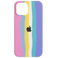 Чехол Silicone case Full Rainbow для Apple iPhone 13 (6.1") Розовый / Сиреневый