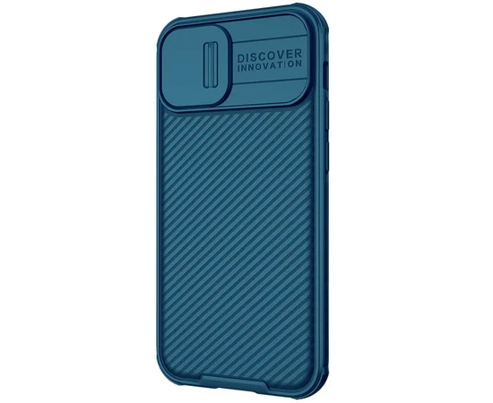 Карбонова накладка Nillkin Camshield (шторка на камеру) Apple iPhone 13 (6.1") Синій / Blue