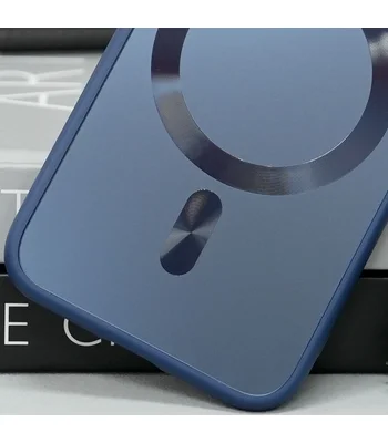 Чехол TPU+Glass Sapphire Midnight with MagSafe для Apple iPhone 13 (6.1") Синий / Deep navy