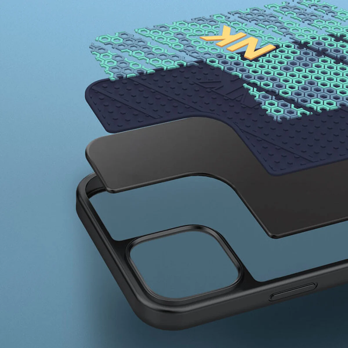 TPU+PC чехол Nillkin Striker для Apple iPhone 13 (6.1") Blue / Green