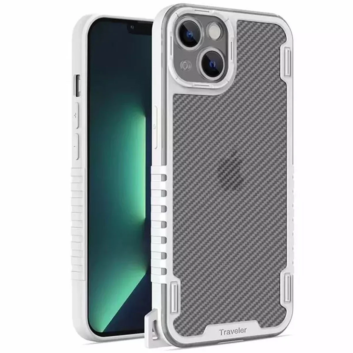 Чехол TPU+PC TRAVEL Carbon для Apple iPhone 13 (6.1") Белый