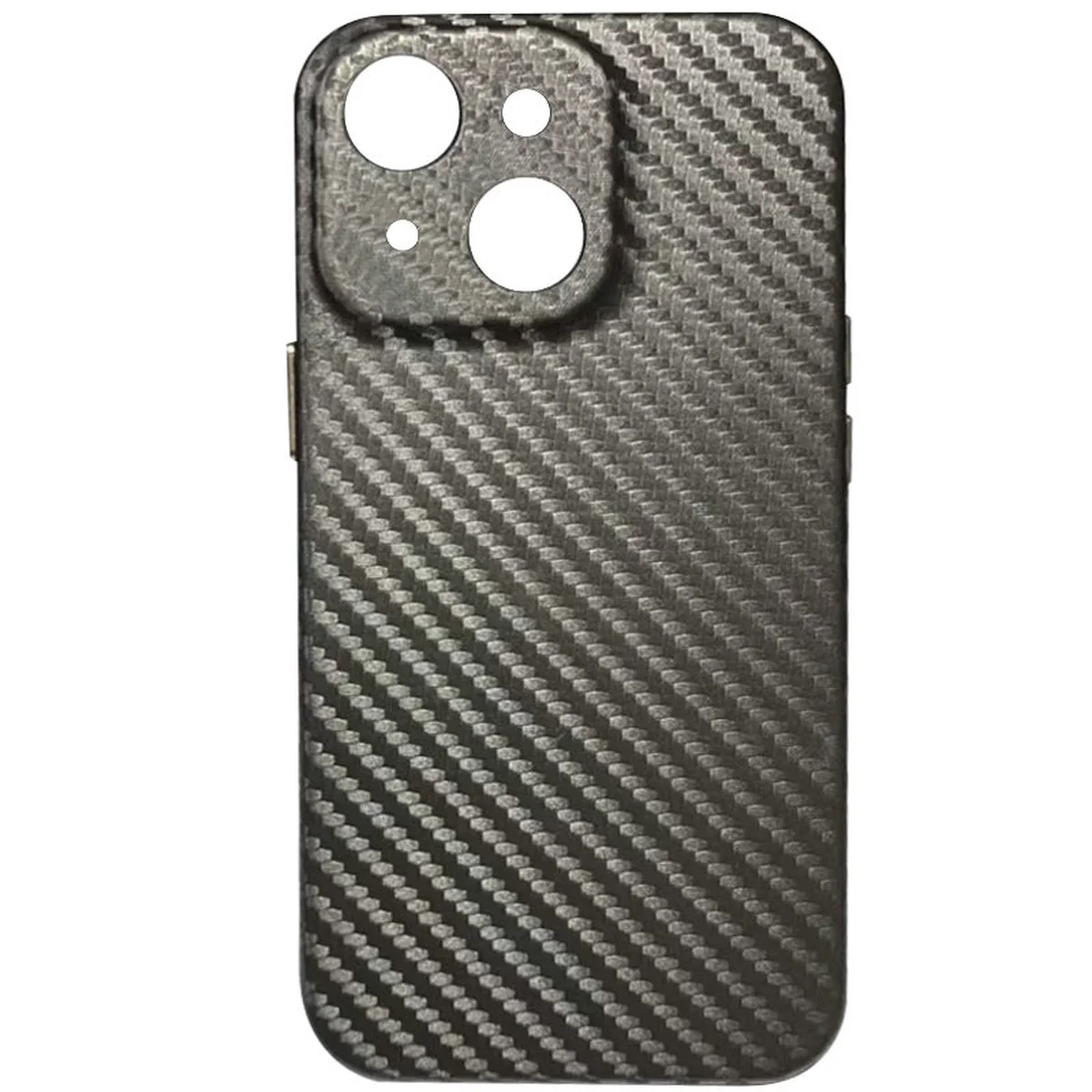 Кожаный чехол Leather Case Carbon series для Apple iPhone 13 (6.1") Серый
