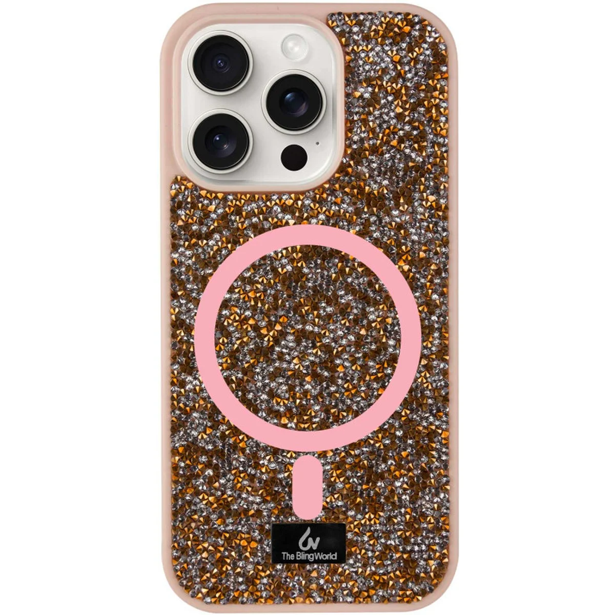 TPU чехол Bling World Rock Diamond with MagSafe для Apple iPhone 13 (6.1") Rose Gold