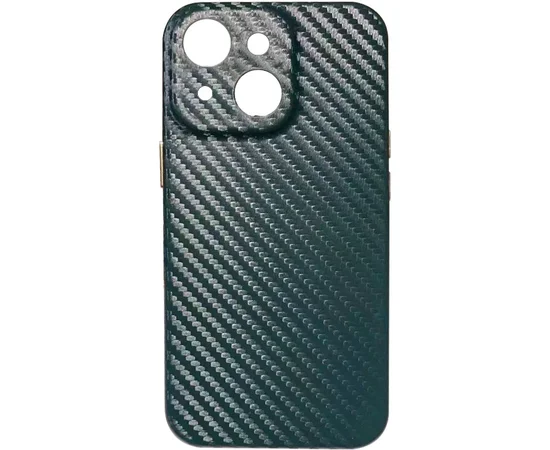 Шкіряний чохол Leather Case Carbon series для Apple iPhone 13 (6.1") Зелений
