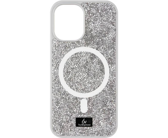 TPU чехол Bling World Rock Diamond with MagSafe для Apple iPhone 13 (6.1") Silver