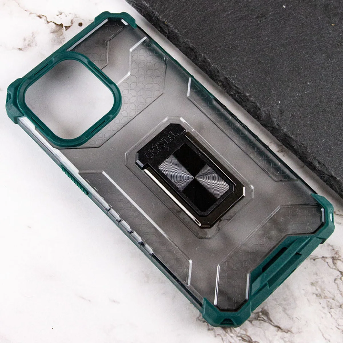 Удароміцний чохол Transformer CrystalRing для Apple iPhone 13 (6.1") Темно-зелений