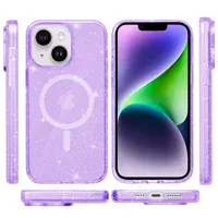 Чехол TPU Galaxy Sparkle (MagFit) для Apple iPhone 13 / 14 (6.1") Purple+Glitter