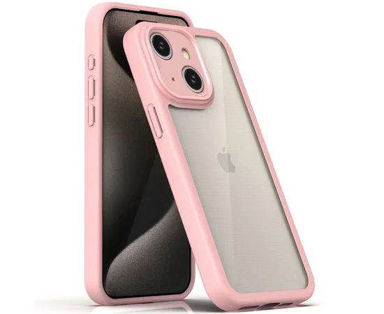 TPU чехол Transparent + Colour 1,5mm для Apple iPhone 13 (6.1") Pink