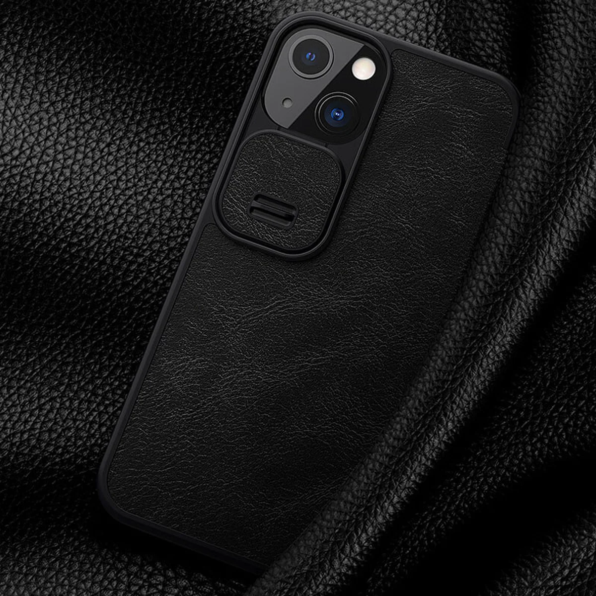 Кожаный чехол (книжка) Nillkin Qin Pro Camshield для Apple iPhone 13 (6.1") Черный