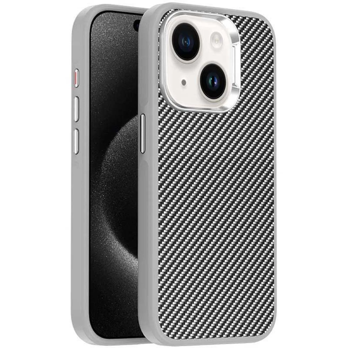 Чохол TPU+PC Carbon with MagSafe для Apple iPhone 13 (6.1") Grey