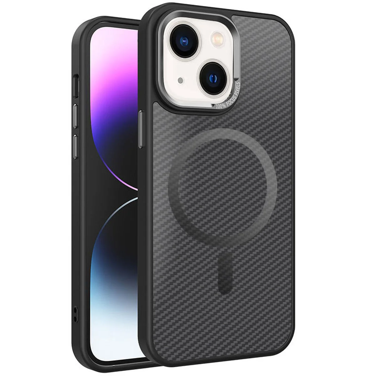 Чехол TPU+PC Carbon Mirage with MagSafe для Apple iPhone 13 / 14 (6.1") Black