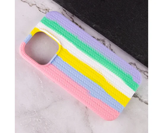 Чехол Silicone case Full Braided для Apple iPhone 13 (6.1") Розовый / Сиреневый
