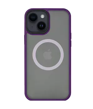 TPU+PC чехол Metal Buttons with MagSafe для Apple iPhone 13 (6.1") Темно-фиолетовый