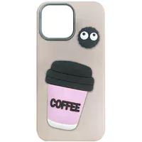 Чехол TPU Leather Toys для Apple iPhone 13 / 14 (6.1") Coffee / Pink
