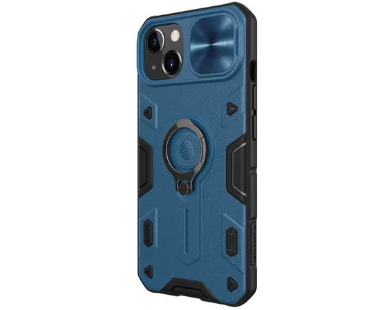 TPU+PC чехол Nillkin CamShield Armor no logo (шторка на камеру) для Apple iPhone 13 (6.1") Синий