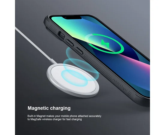 TPU+PC чохол Nillkin Textured Pro Magnetic для Apple iPhone 13 (6.1") Чорний